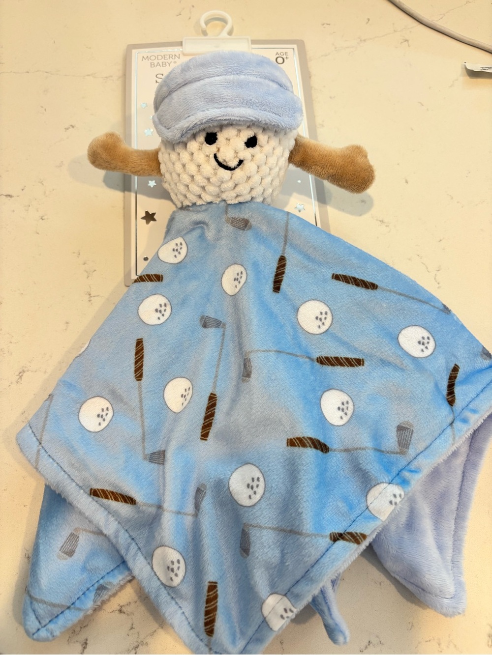 Plush Blue Golf Lovey Security Blanket for baby